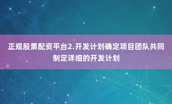 正规股票配资平台2.开发计划确定项目团队共同制定详细的开发计划